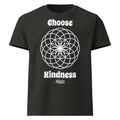 Choose Kindness unisex oversized t-shirt — black cotton tee with sacred geometry circle design and bold message in white text