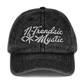 Mystic Classic vintage cotton twill cap — relaxed six-panel hat with embroidered sacred geometry emblem and adjustable fabric strap